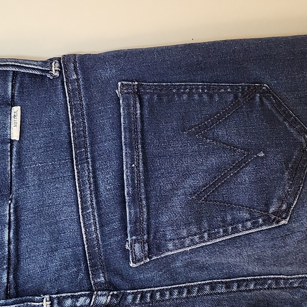 Mother Waisted Looker Ankle Fray Tongue in Chic Meduim Wash Blue Sz 24 - Picture 14 of 16